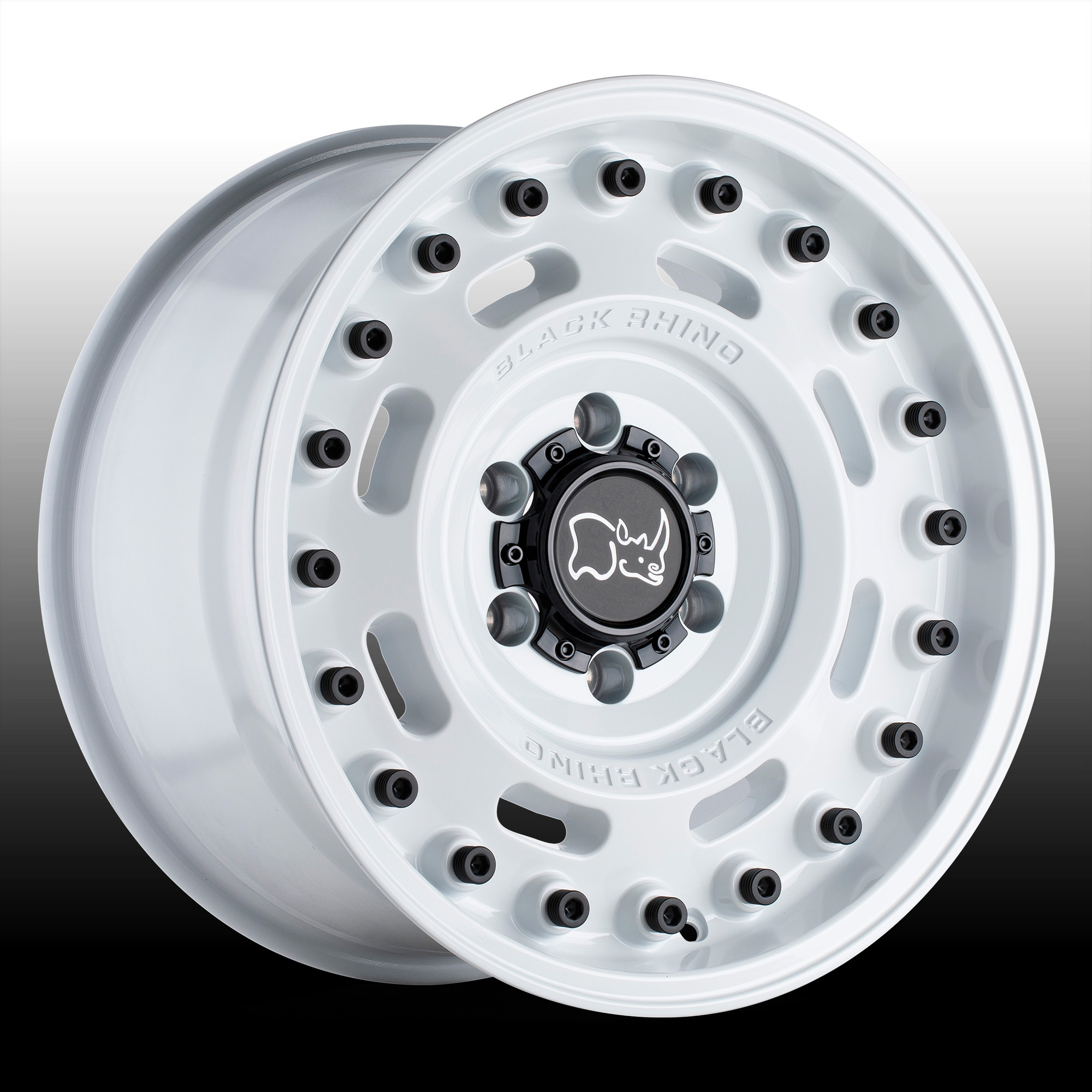 Black Rhino Axle Gloss White Custom Truck Wheels - Axle - Black Rhino